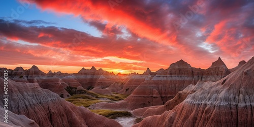 Abstract illustration of badlands at sunset.  © Jeff Whyte