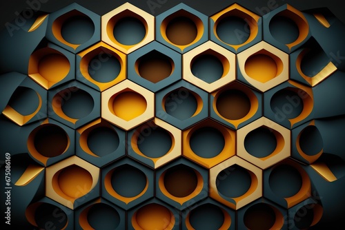 AI-generated illustration of colorful honeycomb monochrome