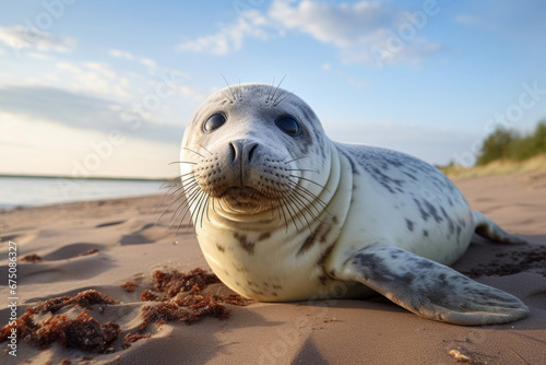 Baby of common seal on the coast