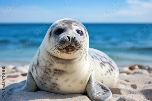 Baby of common seal on the coast