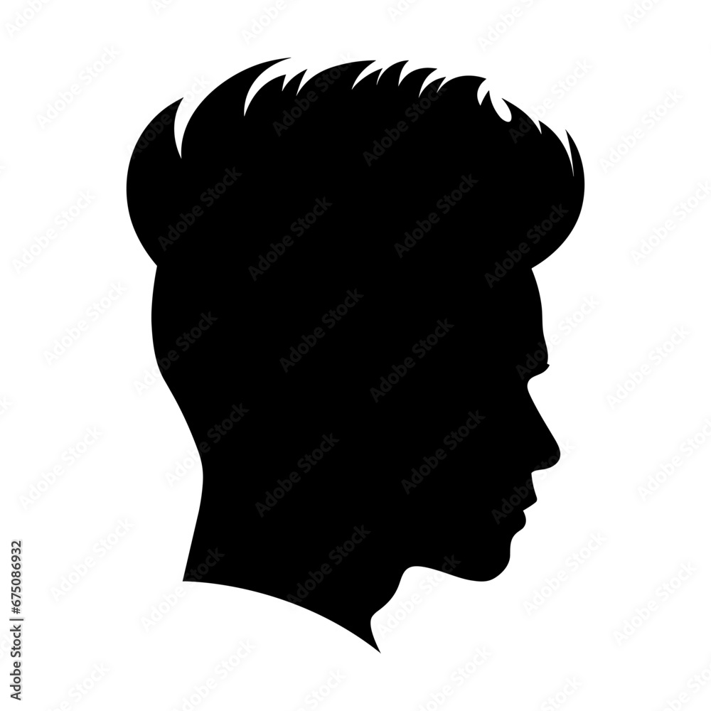 Pompadour haircut Silhouette clipart, Men hair cut Vector, Trendy stylish Male hairstyle Silhouette