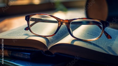 glasses on book generated by AI