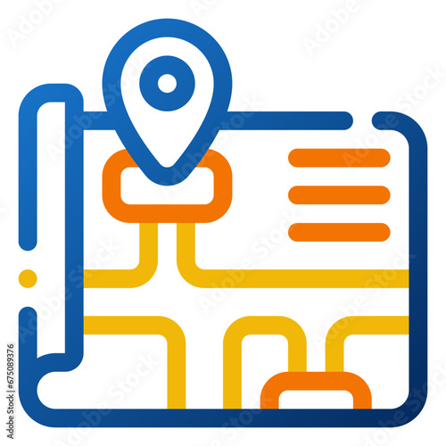 Map Icon. Digital marketing concept. Outline color icon