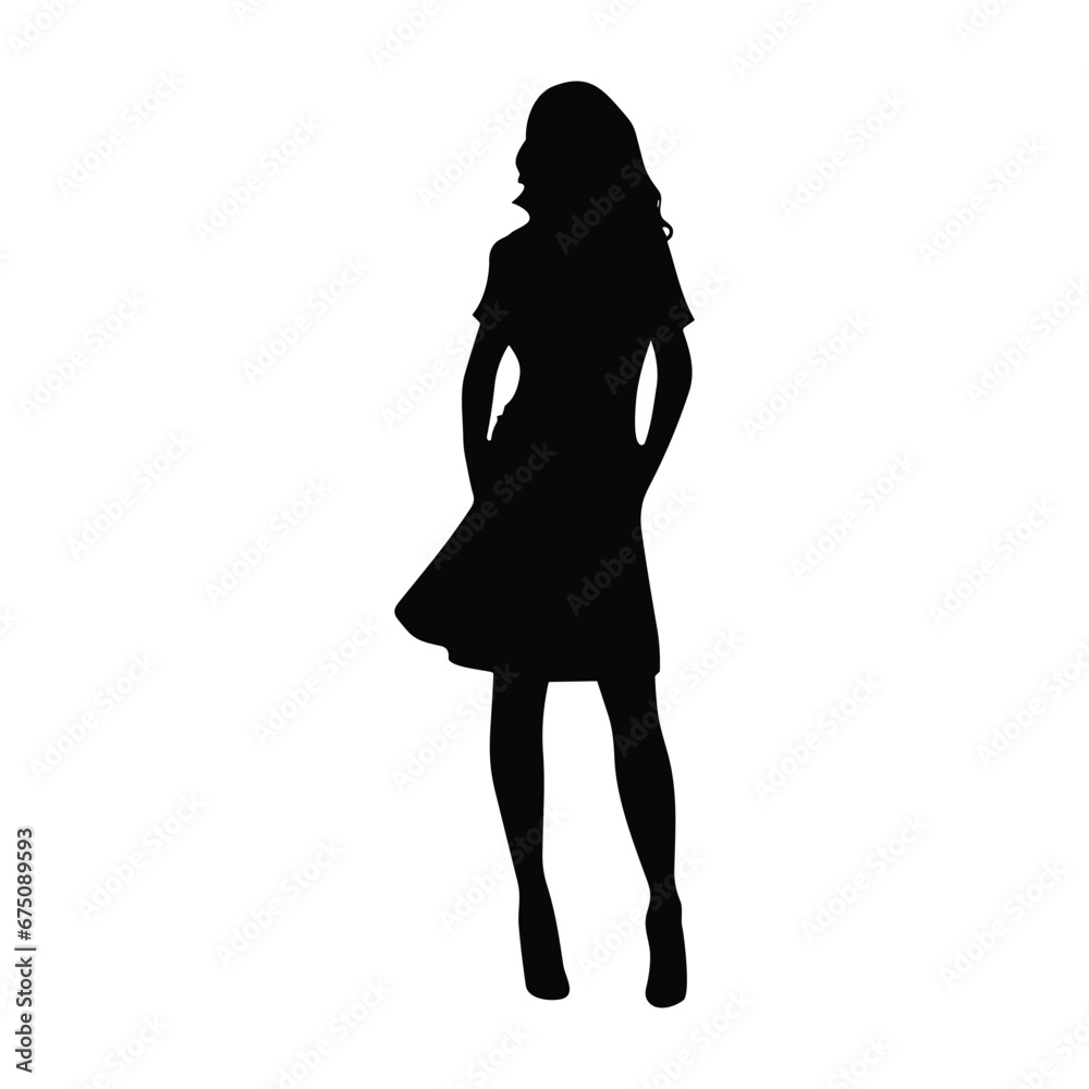 A Businesswoman vector Silhouette, A Girl vector isolated on a white background, Corporate person Black vector