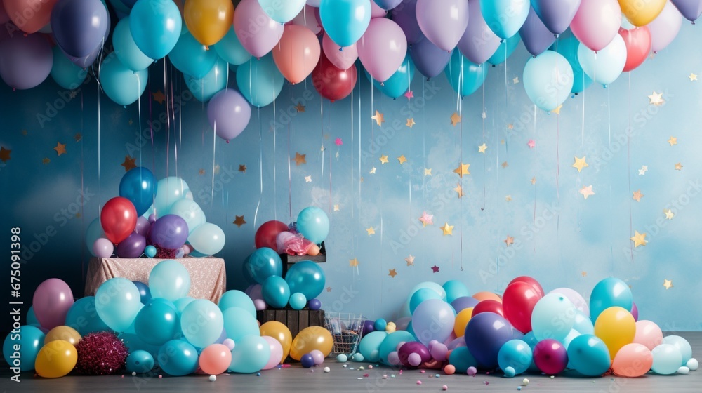 colorful balloons on the wall