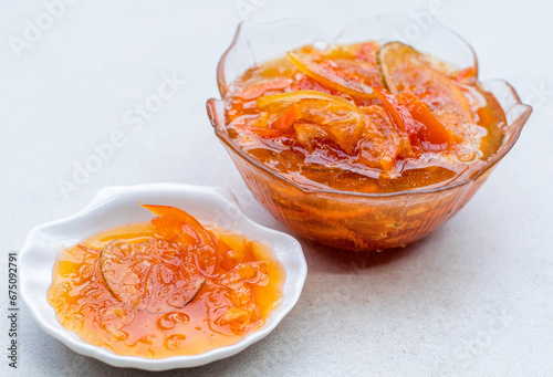 A bowl of Malta marmalade on a table