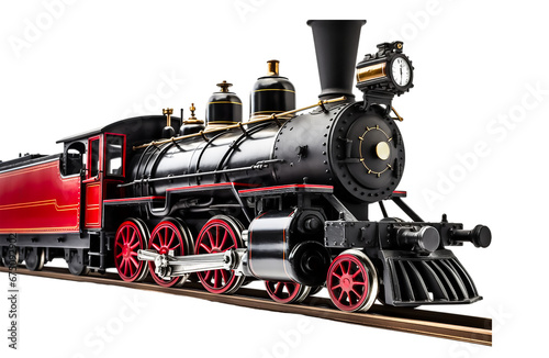 Illustration of vintage steam engine with transparent background, Generative AI image.