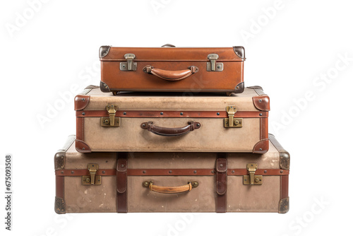 Set of Vintage suitcases isolated on white background