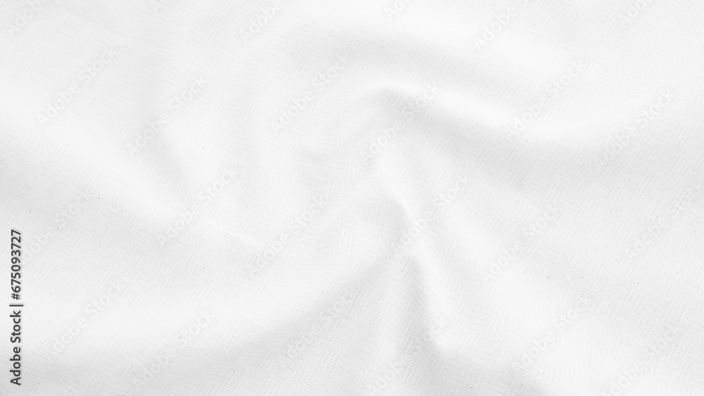 Fabric backdrop White linen canvas crumpled natural cotton fabric Natural handmade linen top view background Organic Eco textiles White Fabric linen texture - obrazy, fototapety, plakaty 