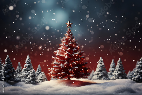 christmas tree decorations, santa claus with gifts, snowman in the snow, christmas gift boxes  © fadi