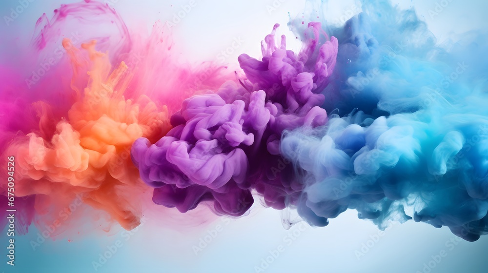 Freezing motion of colorful powder exploding on a isolated pastel background Copy space creates an abstract and vibrant texture