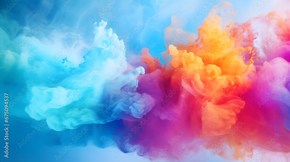 Freezing motion of colorful powder exploding on a isolated pastel background Copy space creates an abstract and vibrant texture