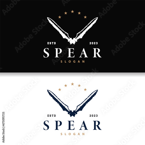 Spear Logo, Arrowhead Weapon Design Hunting Spear Simple Vintage Retro Rustic Minimalist Concept