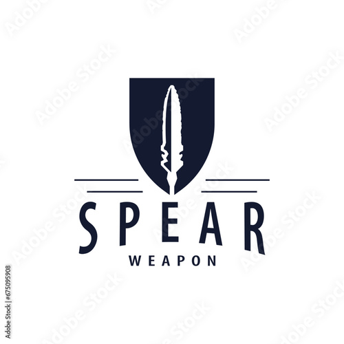 Spear Logo, Arrowhead Weapon Design Hunting Spear Simple Vintage Retro Rustic Minimalist Concept