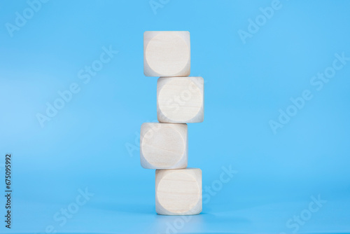 Empty blank dice for text idea concept on blue background pastel color