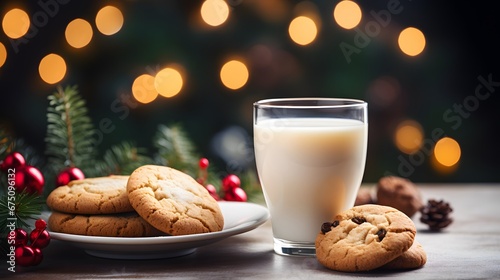 Tasty Christmas cookie and cup of drink on light background