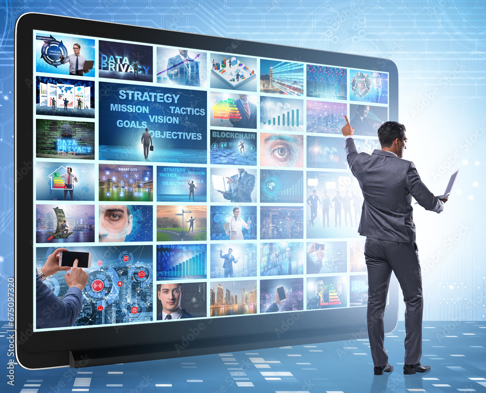 Many different images in video streaming concept Many different images in video streaming concept