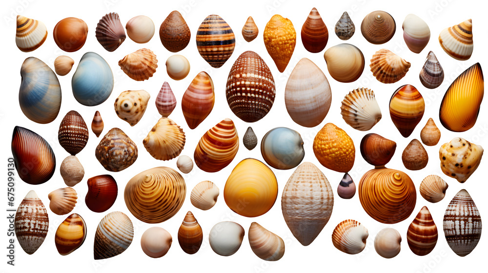 Sea Shells, collection of sea shells, Mixed Beach Seashells, generative AI