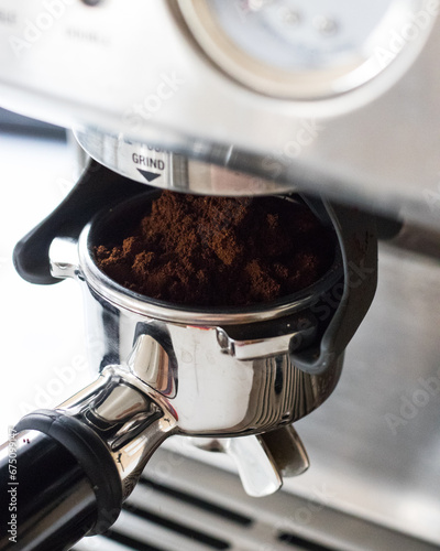 Close up of Coffee grounds (Breville machine) photo