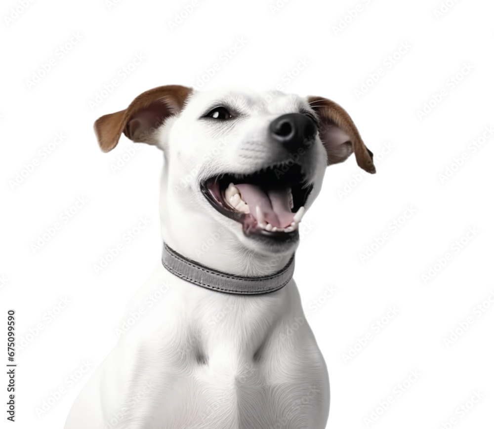 Portraite of Happy surprised dog. Portrait of Labrador isolated on transparent background. 
