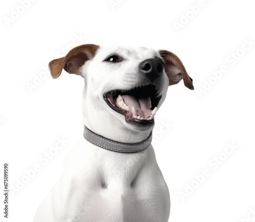 Portraite of Happy surprised dog. Portrait of Labrador isolated on transparent background.   © Naige