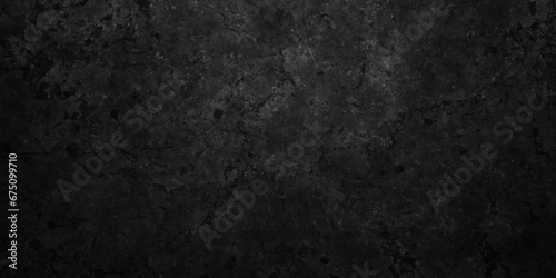 Black stone wall texture grunge rock surface. dark gray concrete background backdrop. wide panoramic banner. old wall stone for dark black distressed grunge background wallpaper rough concrete wall. © MdLothfor