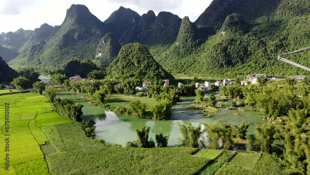 Breathtaking View Of The Mountains In Cao Bang North Vietnam With Horses