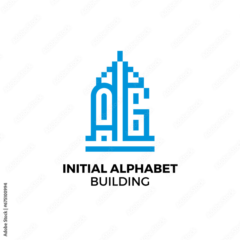 Initial letter AG alphabet building logo