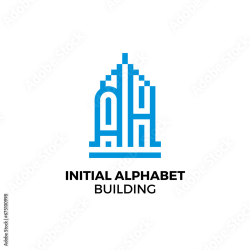 Initial letter AH alphabet building logo