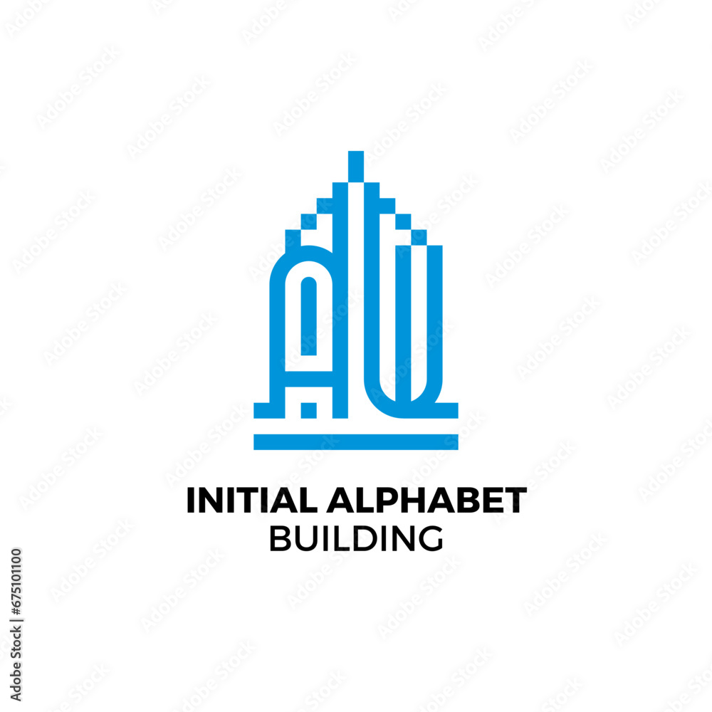 Initial letter AW alphabet building logo