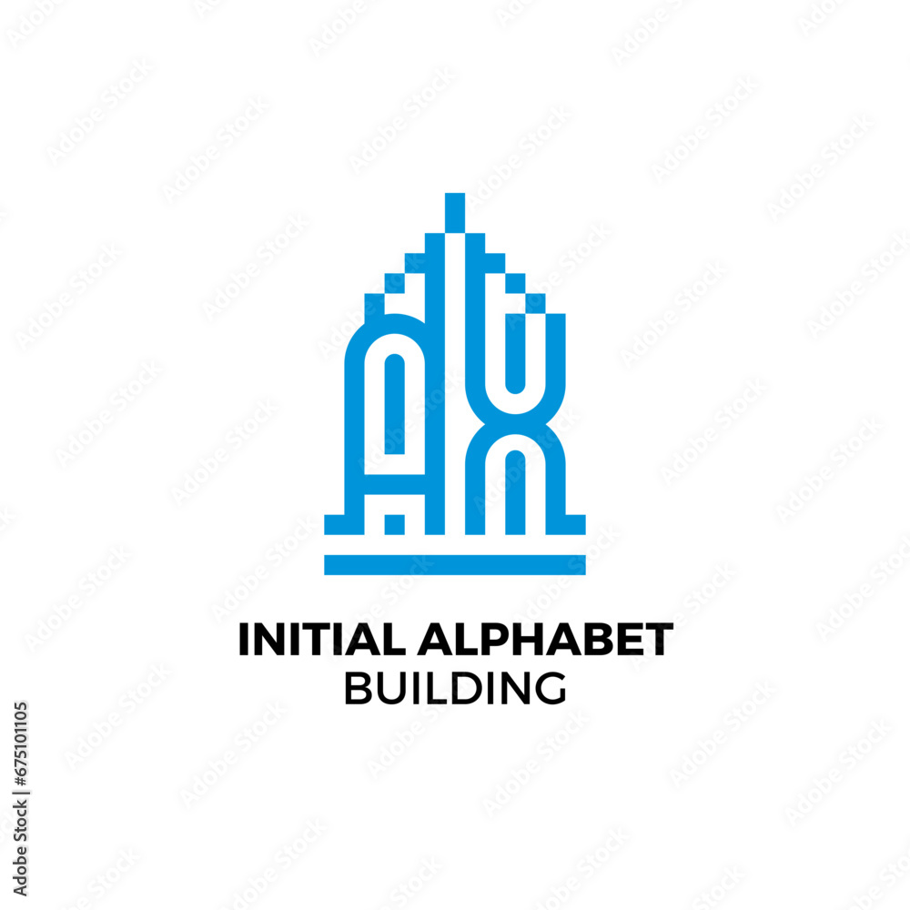Initial letter AX alphabet building logo