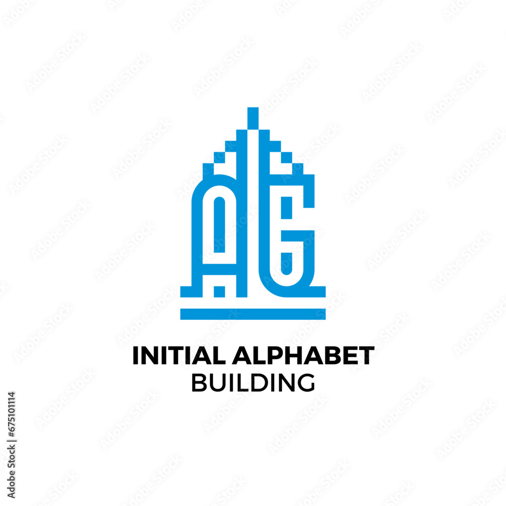 Initial letter AG alphabet building logo