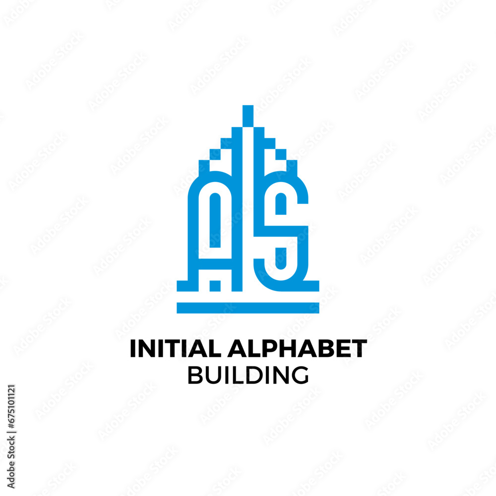 Initial letter AS alphabet building logo