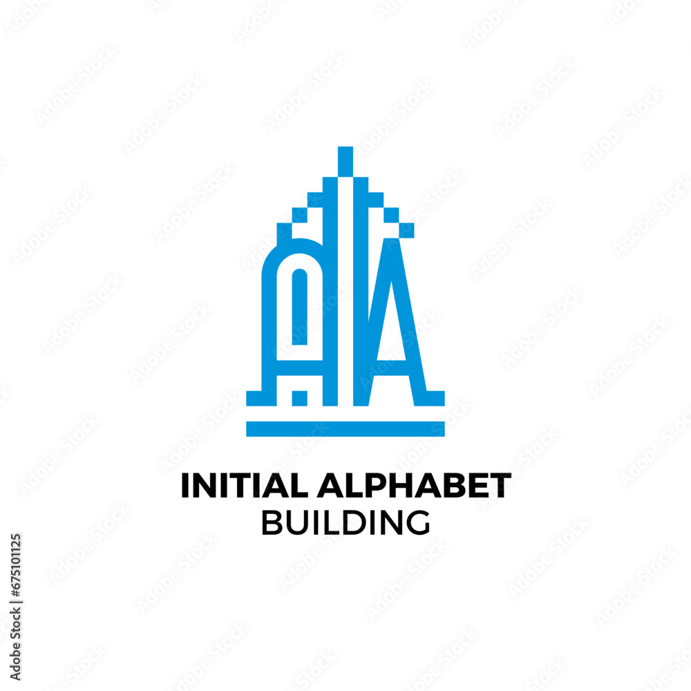 Initial letter AA alphabet building logo