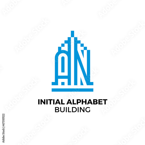Initial letter AN alphabet building logo