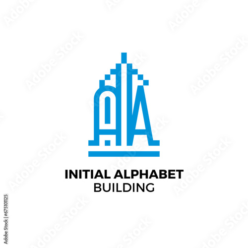 Initial letter AA alphabet building logo