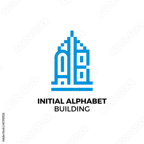 Initial letter AB alphabet building logo