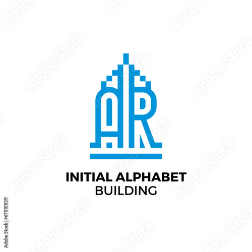 Initial letter AR alphabet building logo