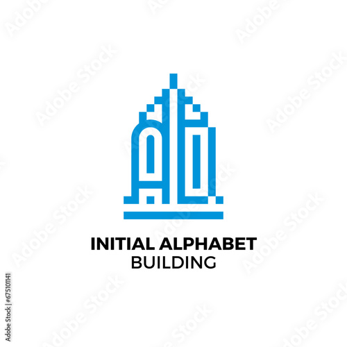 Initial letter AD alphabet building logo
