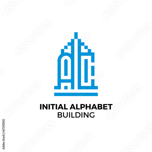 Initial letter AC alphabet building logo