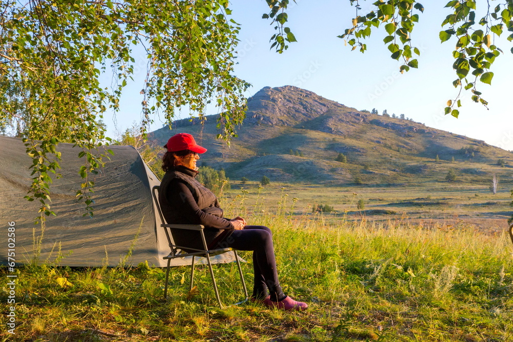 beautiful mature women Tourist in the mountains of the South Urals beautiful mature women Tourist in the mountains of the South Urals
