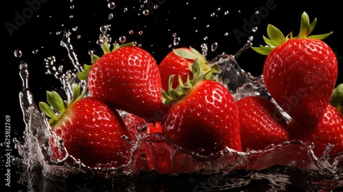 Several strawberries floated in the air