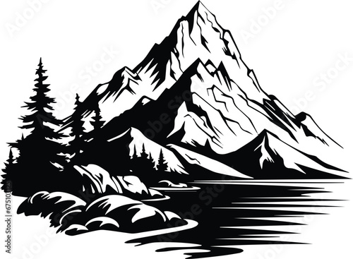 Mountain Summit Peak Logo Monochrome Design Style