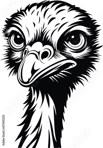 Ostrich Head Logo Monochrome Design Style