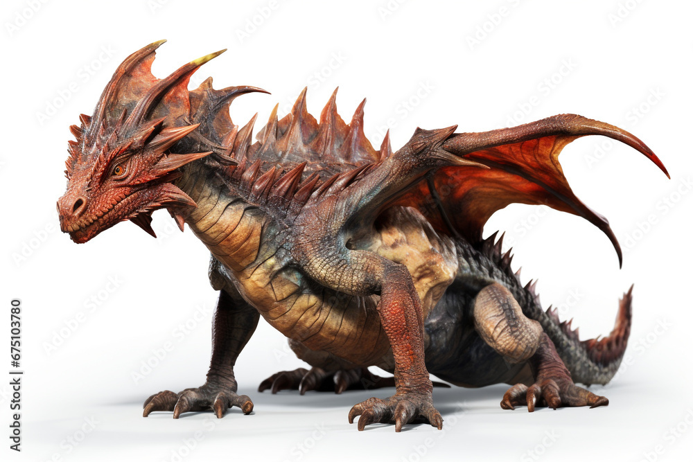 3D rendering of a fantasy dragon whelp isolated on white background 3D rendering of a fantasy dragon whelp isolated on white background