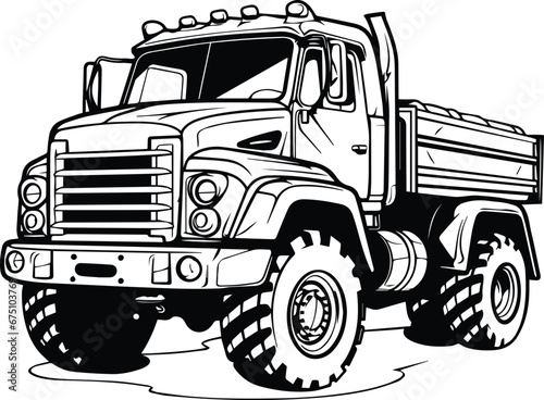 Retro Truck Logo Monochrome Design Style