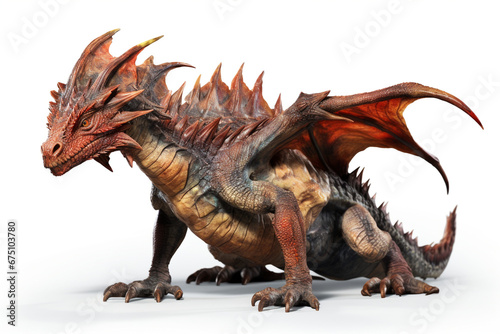 3D rendering of a fantasy dragon whelp isolated on white background