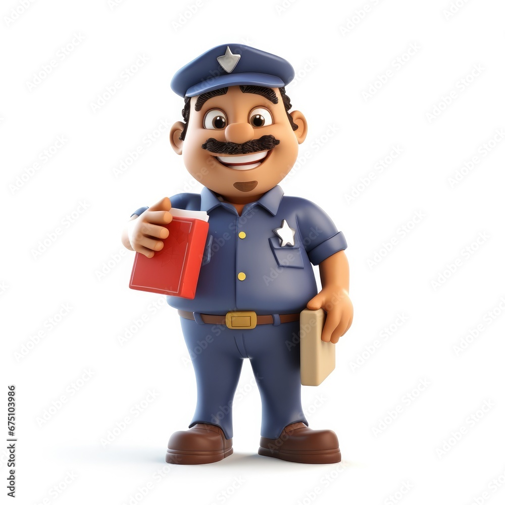 Postman cartoon character isolated in white background