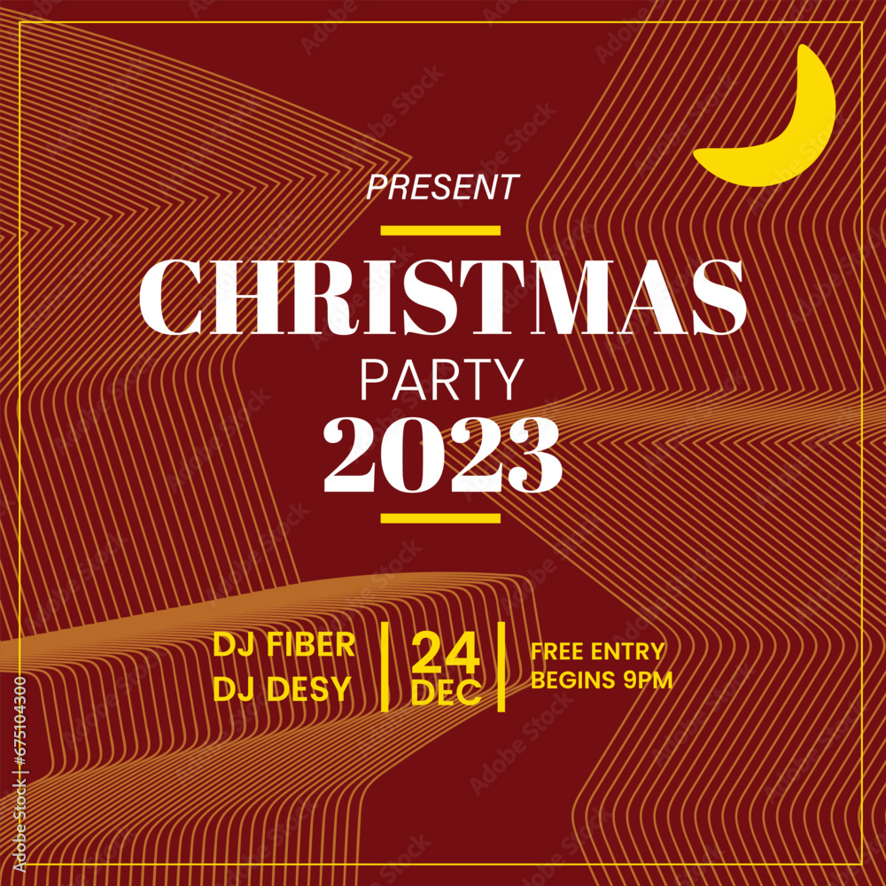 Obraz premium Realistic christmas party poster retro futuristic Template