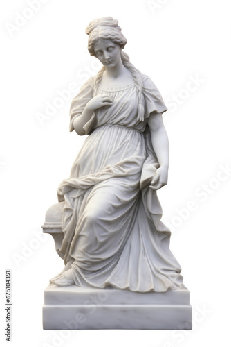 Marble antique statue of Roman-Greek woman isolated on white